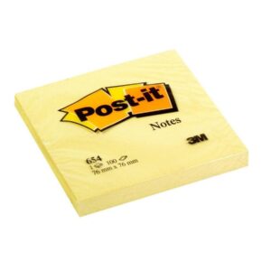 3M Post-It Notes Canary Yellow 654 3inX3in