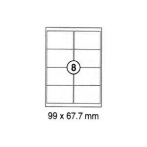 xel-lent 8 labels-sheet, straight corners, 99 x 67.7 mm, 100 sheets/pack