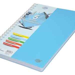 FIS University Book, 5 Subject, A4, PP Neon Hard Cover, 200-Sheets, Turquiose – FSUB5SPPTU