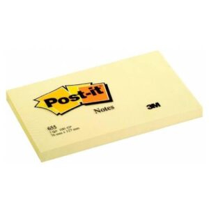 3M Post-It Notes Canary Yellow 655 3inx5in
