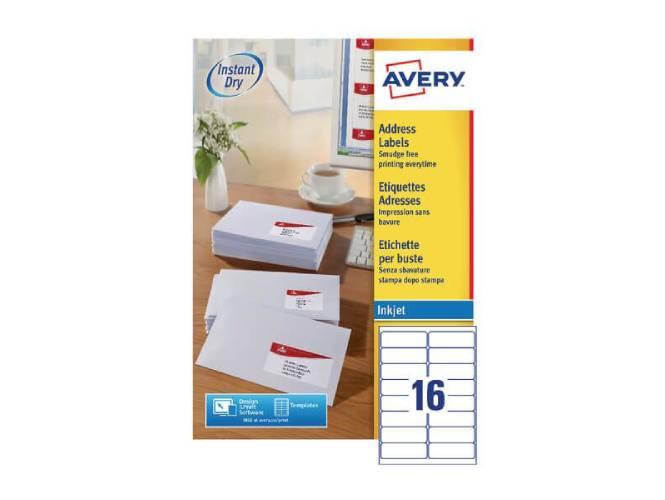Avery J8162 White Address Label, 99.1 x 33.9mm, 25sheet-pack, 16 Labels-Sheet (J8162-25)