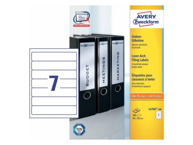 Avery L-4760-100 Lever Arch Filing Labels, 38 x192mm (700Labels-100page)