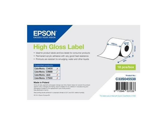 Epson High Gloss Label - Continuous Roll: 102mm x 33mm (C33S045538) - Image 2