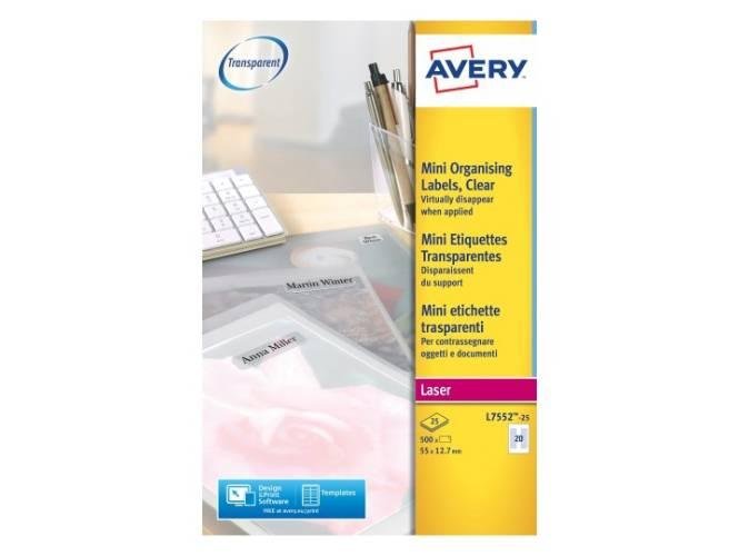 Avery L7552-25 Multipurpose Labels 55 x 12.7mm, Transparent Labels - Image 2