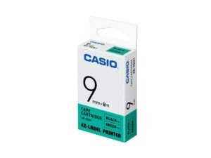 Casio XR-9GN1 Tape Cassette, 9mm X 8mm, Black on Green