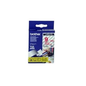 Brother P-touch 9mm TZ-122 Laminated Tape, 8 m, Red on Clear