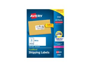 Avery TrueBlock Shipping Labels, Sure FeedTM Technology, Permanent Adhesive, 2″ x 4″, 1,000 Labels (5163)