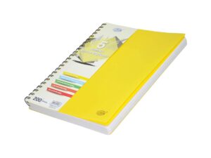 FIS University Book, 5 Subject, A4, PP Neon Hard Cover, 200/Sheets, Lemon – FSUB5SPPLE