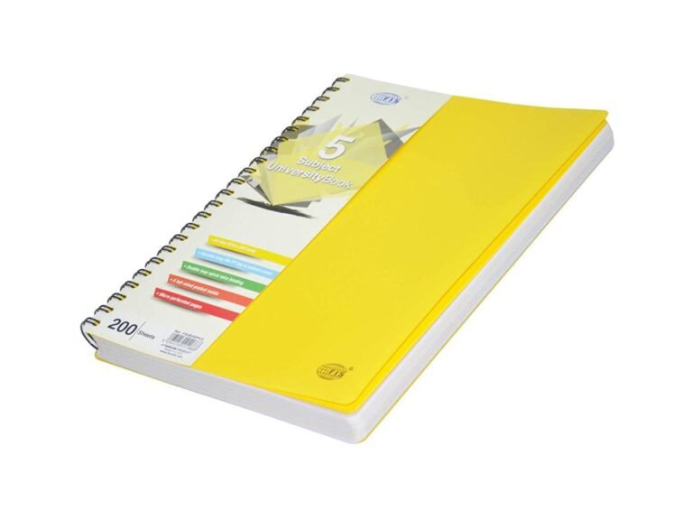 FIS University Book, 5 Subject, A4, PP Neon Hard Cover, 200/Sheets, Lemon – FSUB5SPPLE