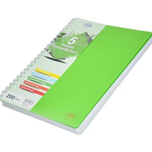 FIS University Book, 5 Subject, A4, PP Neon Hard Cover, 200/Sheets, Parrot – FSUB5SPPPA