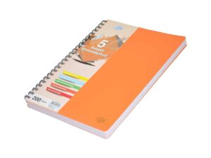 FIS University Book, 5 Subject, A4, PP Neon Hard Cover, 200/Sheets, Saffron – FSUB5SPPSA
