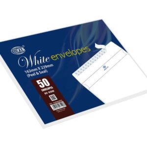 FIS White Envelope Peel & Seal Envelope, 162 x 229mm, 80gsm, (Pack of 50)