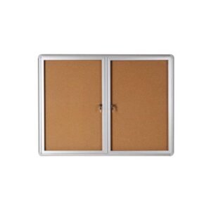 Bi-Office Lockable Cork Notice Board with 2 Swing Doors, 120 x 91cm (VT640101720)