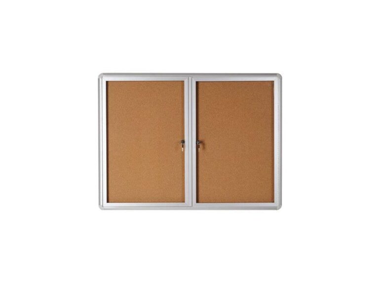 Bi-Office Lockable Cork Notice Board with 2 Swing Doors, 120 x 91cm (VT640101720)