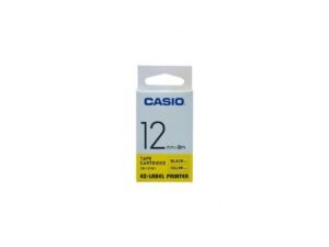 Casio XR-12YW1 Tape Cassette, 12mm X 8mm, Black on Yellow