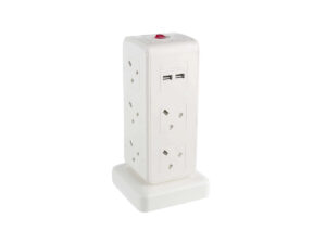 Oshtraco 10 Way Power Extension Cord With 4 USB Ports, 2 meter- White (OTC-PT10-2M)