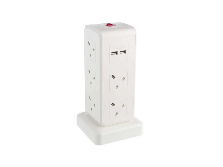 Oshtraco 10 Way Power Extension Cord With 4 USB Ports, 2 meter- White (OTC-PT10-2M)