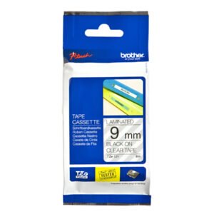 Brother P-touch 9mm TZ-121 Laminated Tape, 8m, Black on Clear