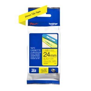 Brother P-touch 24mm TZ-651 Laminated Tape, 8 m, Black on Yellow