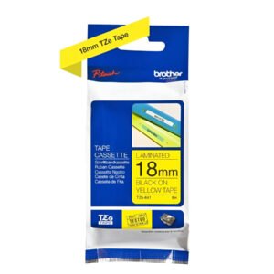 Brother P-touch 18mm TZ-641 Laminated Tape, 8m, Black on Yellow