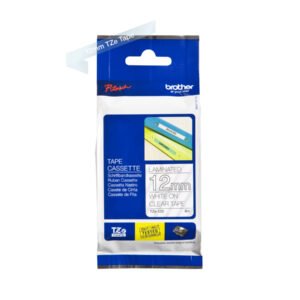 Brother P-touch 12mm TZ-135 Laminated Tape 8m White on Clear