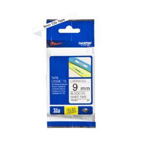 Brother P-touch 9mm TZ-221 Laminated Tape, 8 m, Black on White