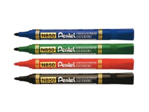 Pentel N850 Bullet Tip Permanent Marker, Assorted (Pack of 4)