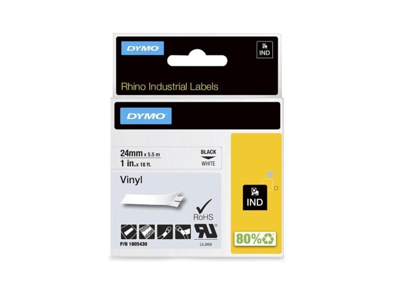 Dymo Rhino 1805430 24mm Vinyl, Black on White