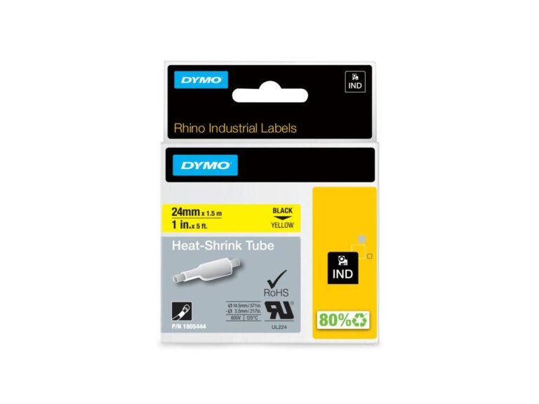 Dymo 1805444 Heat Shrink Tube, 24mm, Black On Yellow