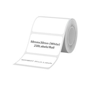 NIIMBOT Label Tape Compatible for NIIMBOT B1/B21 Label Printer,(50×30 mm) 230 Labels/Roll, Black on White
