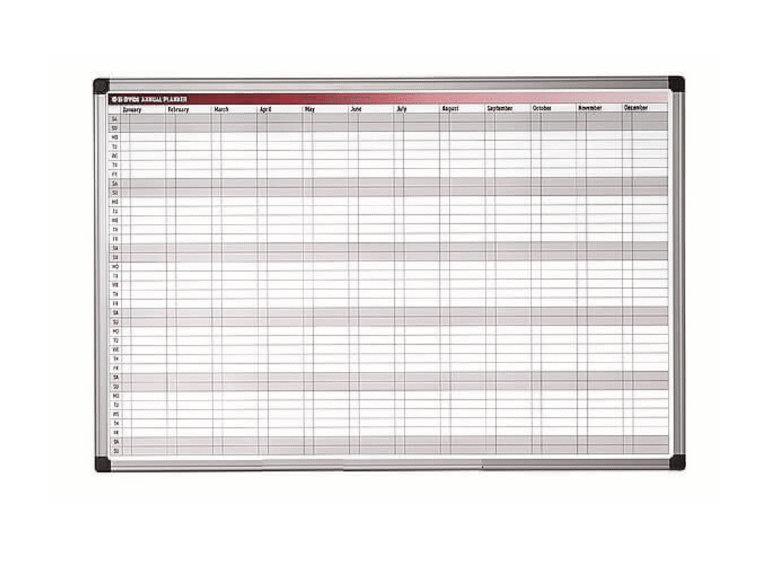 Bi-Office Magnetic Planner Yearly, 60cm x 90cm