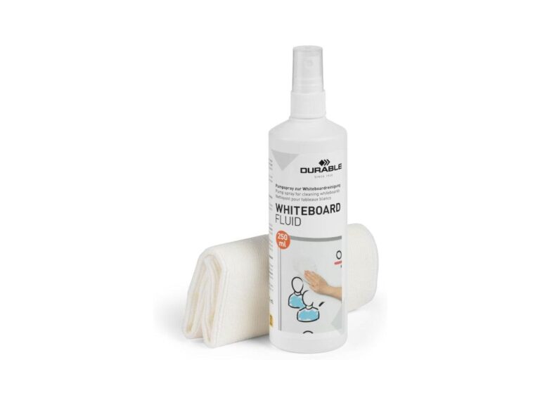 Durable Whiteboard Cleaning Kit, 250 ml Spray and 25 x 25 cm Microfibre Cloth