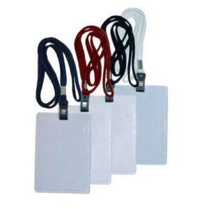 FIS Vertical Name Badge Holders With Round Lanyard #9815 (FSNA09815BK)