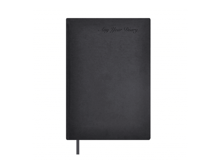 FIS A5 Undated Any Year Diary Italian PU Material Cover, Black Colour (FSDIUD3813)