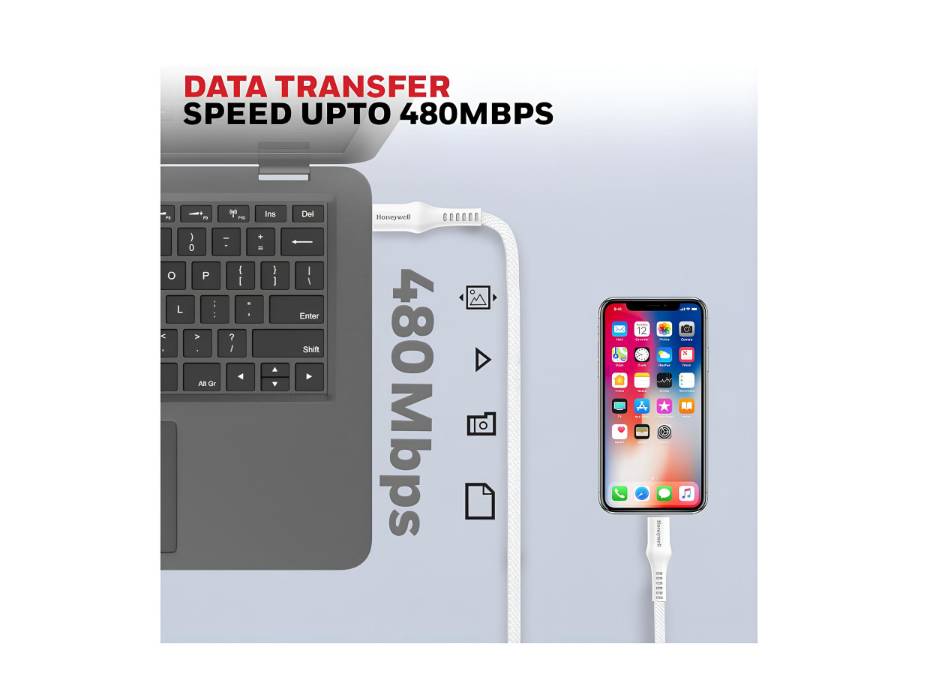 NewProject_17_92e41a37-56c5-4ab1-a898-bd0de007071f.jpg Honeywell USB-C to USB-C PD 60W Cable, 1.2m, White in-use view