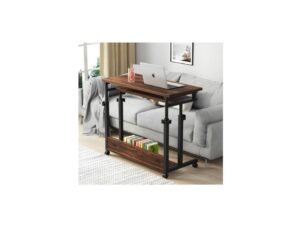 Tribesigns Portable Desk, Adjustable Height with Keyboard Tray and Wheels, Brown