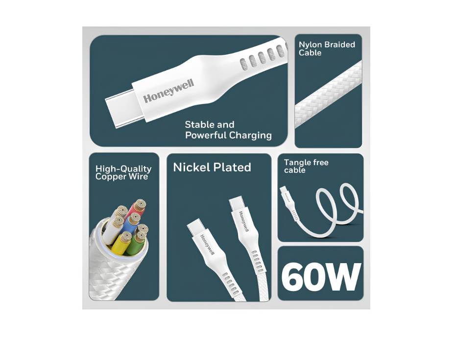 NewProject_18_4d6483d1-b18a-4162-96d9-95c4b63ca0aa.jpg Honeywell USB-C to USB-C PD 60W Cable, 1.2m, White alternate product view