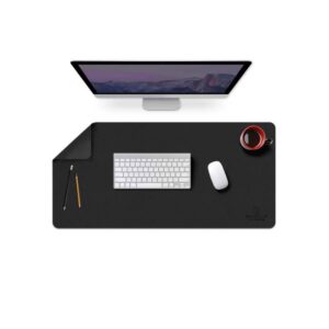 EXCOVIP Double Sided PU Leather Waterproof Desk Pad Protector, for Home and Office, 80cm x 40cm (Black) 3761