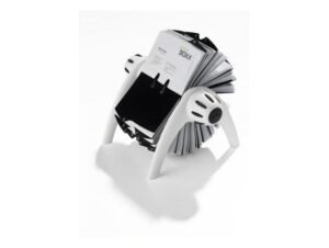 Durable Visifix Flip, Rotary Business Card Holder, 400 Cards Capacity, White/Black