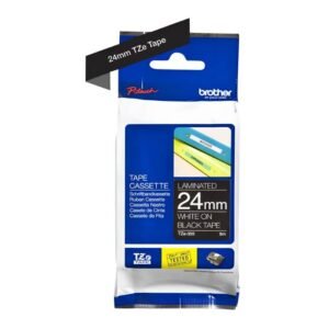 Brother P-touch 24mm TZ-355 Laminated Tape, 8m, White on Black