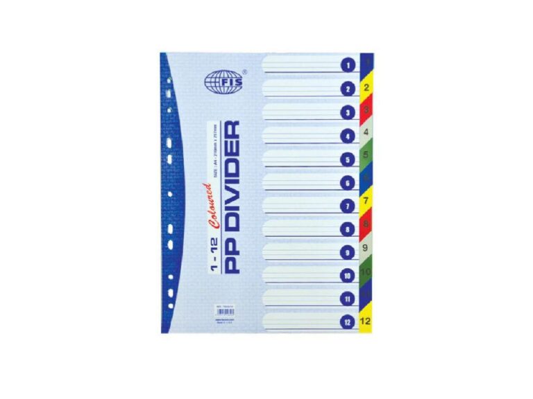 FIS Divider Plastic Colored A4 with numbers 1-12