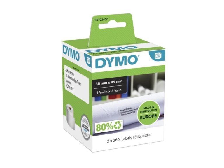 DYMO (99012) Large Address Labels, White Paper, 89 x 36 mm, [2X260 Labels/Roll]