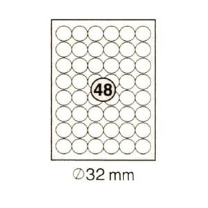 xel-lent 48 labels-sheet, round, diameter 32mm, 100sheets-pack