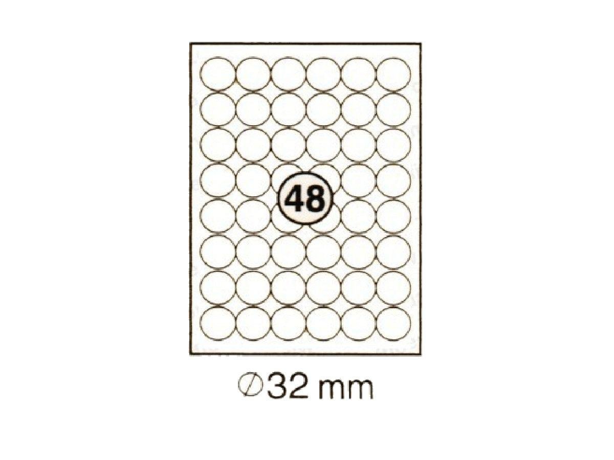 xel-lent 48 labels-sheet, round, diameter 32mm, 100sheets-pack - Image 1