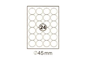 xel-lent 24 labels-sheet, round, diameter 45 mm, 100sheets-pack