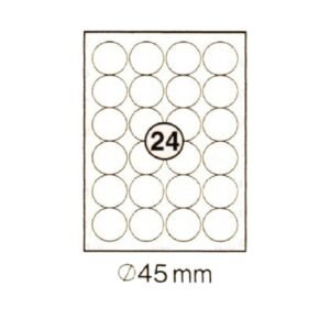 xel-lent 24 labels-sheet, round, diameter 45 mm, 100sheets-pack