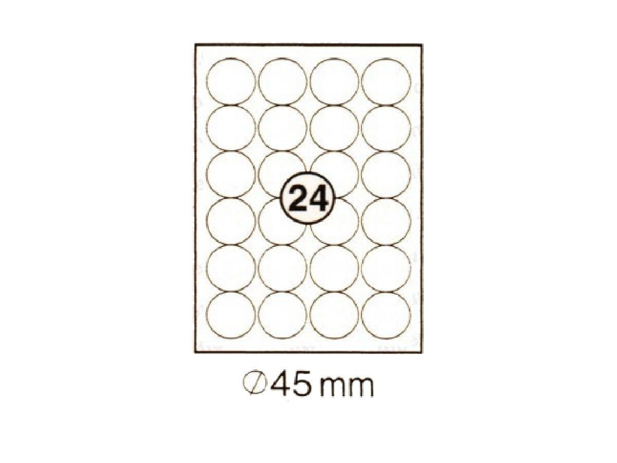 xel-lent 24 labels-sheet, round, diameter 45 mm, 100sheets-pack - Image 1
