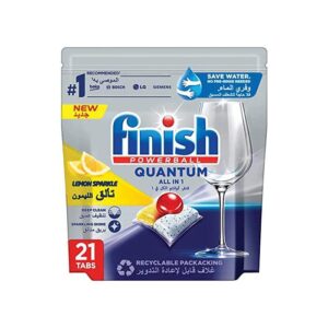 Finish Powerball Quantum All In 1 Lemon Sparkle Dishwasher Detergent Tablets Pack of 21