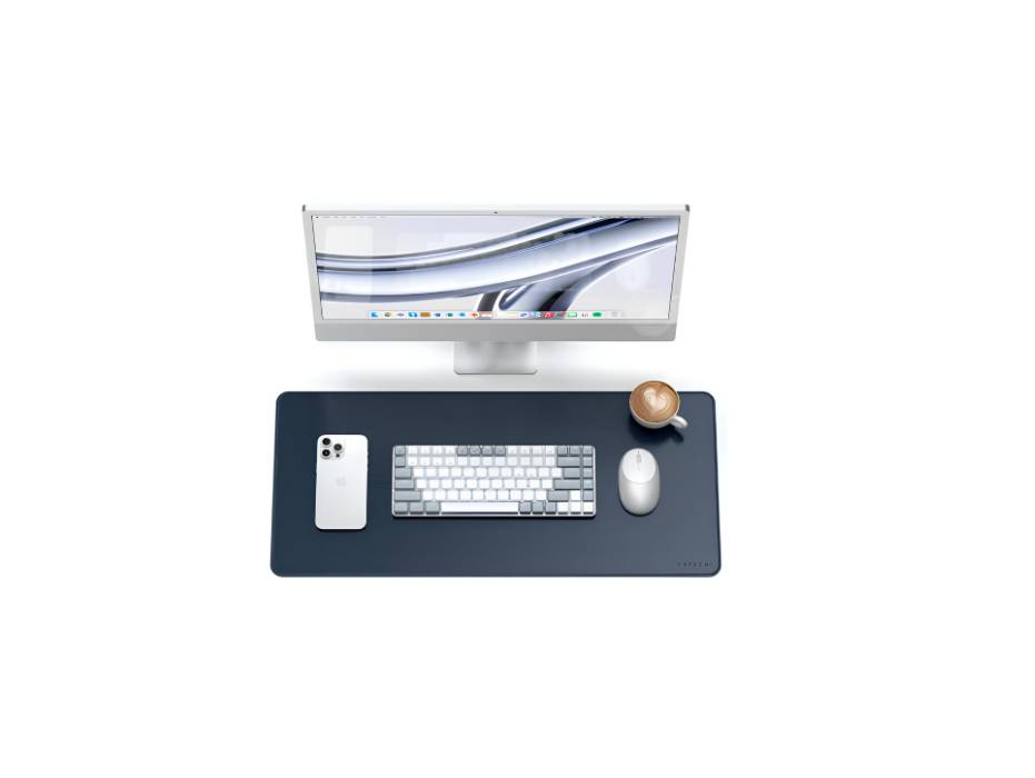 Satechi Vegan Leather Desk Mat, Blue