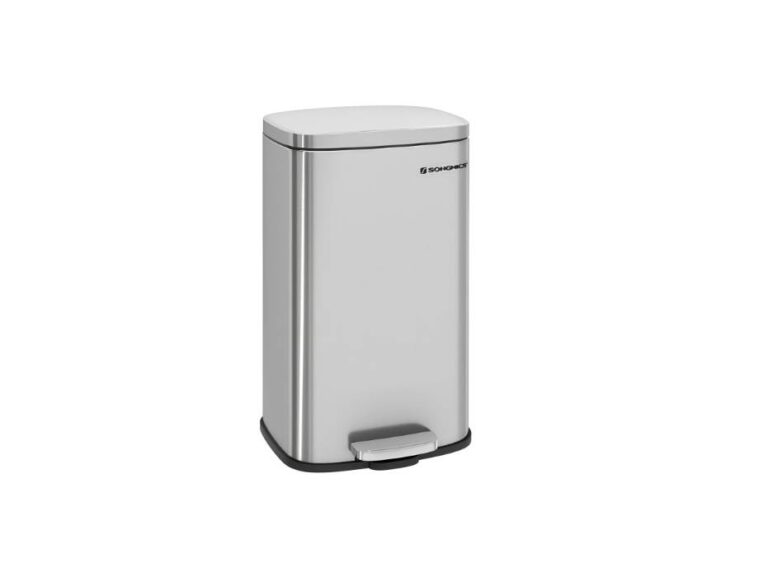 SONGMICS 30L Pedal Bin, Steel Silver (LTB03NL)